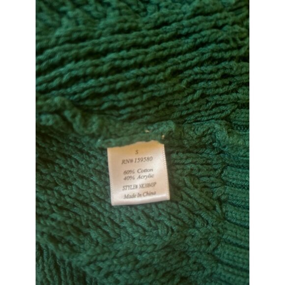 Pink Lily Womens S Teal Chevron Pattern Mock Neck Cable Knit Sweater - Picture 7 of 10